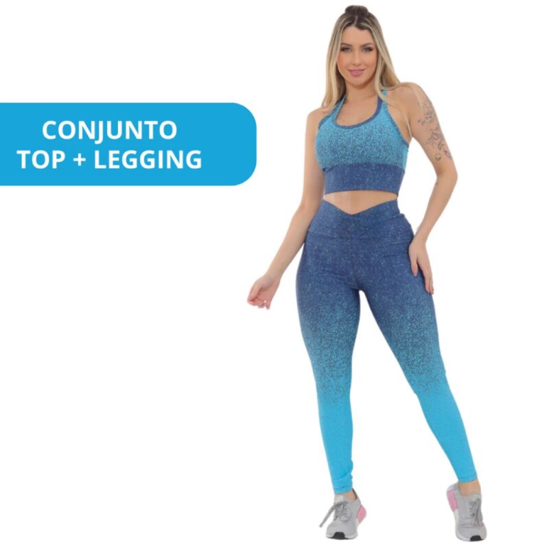 Conjunto Degradê Academia Fitness Legging Cintura Alta e Bojo Conjunto Feminino Oferta - Image 3